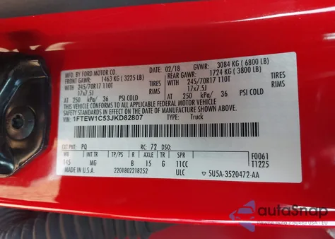 2018 Ford F-150 Xlt from USA, damaged, VIN 1FTEW1C53JKD82807